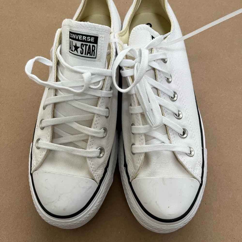 Converse White Low Top Platform Sneakers - Picture 3 of 8